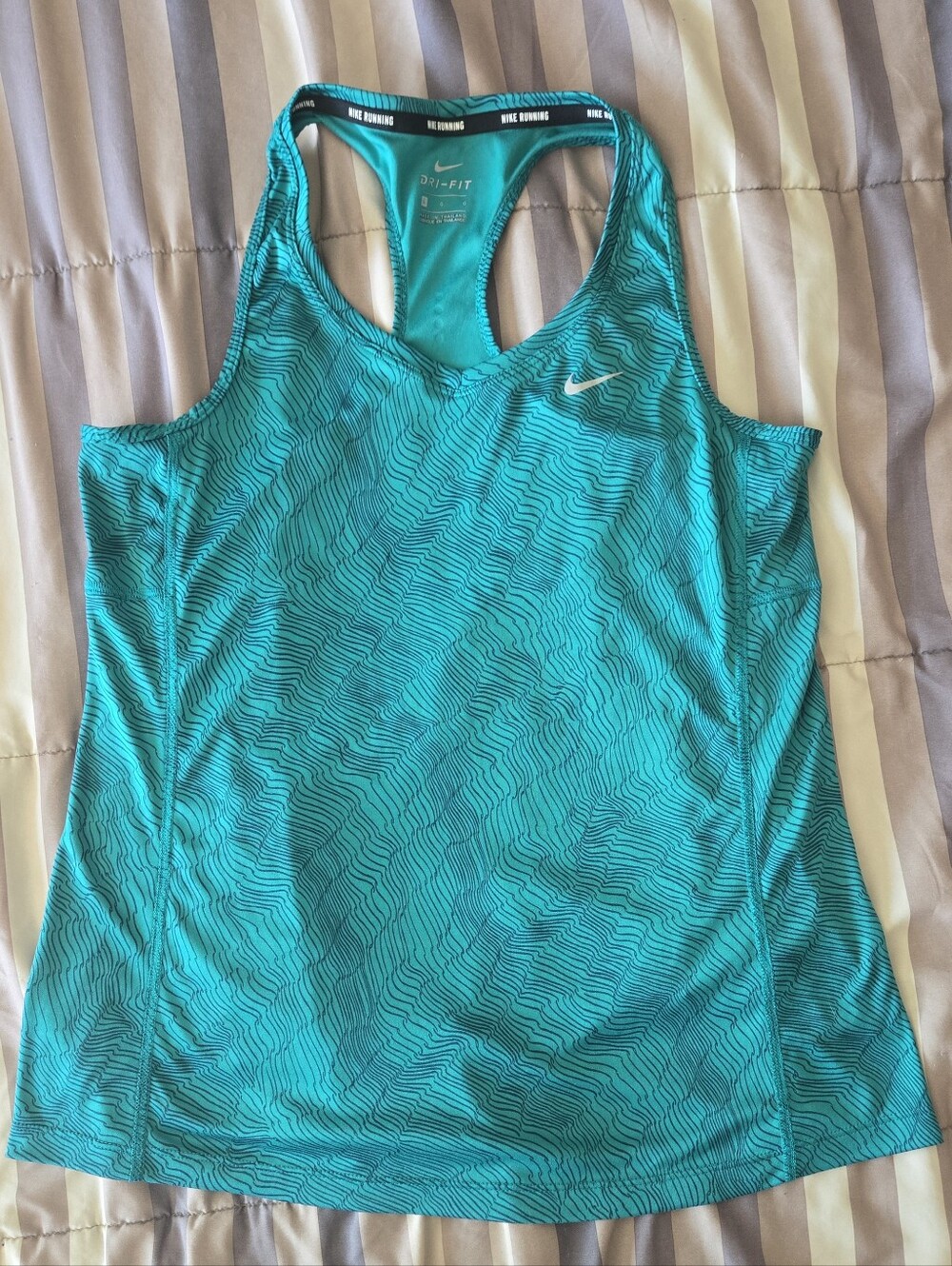 Nike Size Large Teal Patterned Dri-FIT Racerback Tank